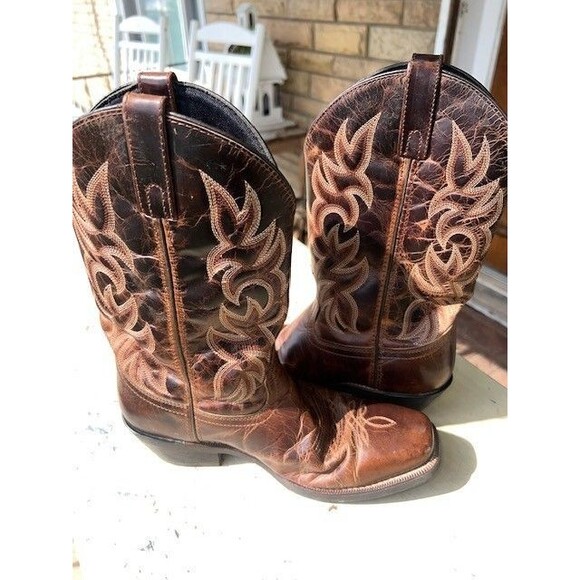 Laredo Breakout Mn’s Sz 9D Western Cowboy Boots Distressed Leather Square Toe main image 8